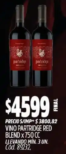 Supermercados Yaguar Partridge vino red blend oferta