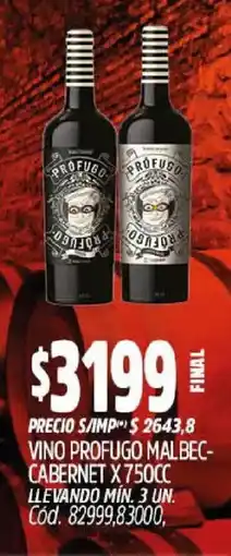 Supermercados Yaguar Profugo vino malbec-cabernet oferta