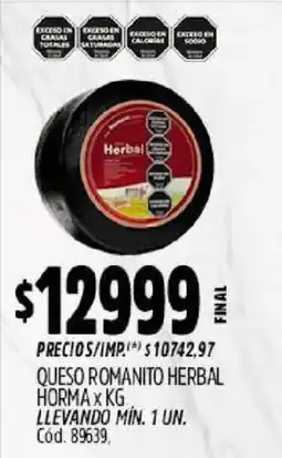 Supermercados Yaguar Herbal queso romanito oferta