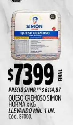 Supermercados Yaguar Simon queso cremoso oferta