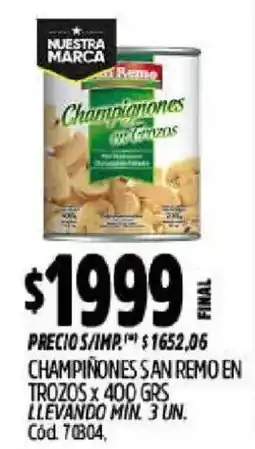Supermercados Yaguar San remo champiñones san remo en trozos oferta