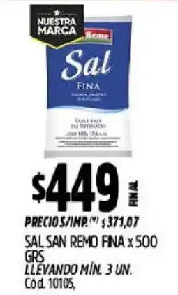 Supermercados Yaguar San remo sal fina oferta