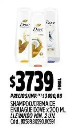 Supermercados Yaguar Dove shampoo/crema de enjuague oferta