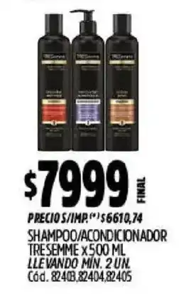 Supermercados Yaguar Tresseme shampoo/condicionador oferta