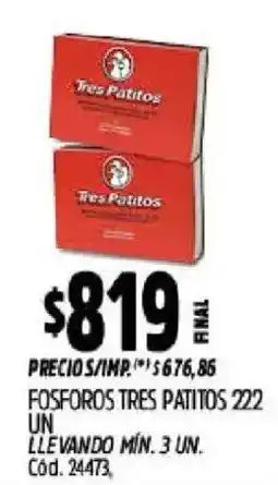 Supermercados Yaguar Tres patitos fosforos oferta