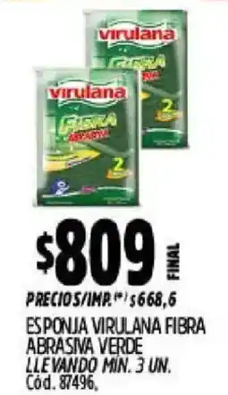 Supermercados Yaguar Virulana esponja fibra abrasiva verde oferta