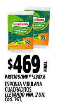 Supermercados Yaguar Virulana esponja cuadraditos oferta