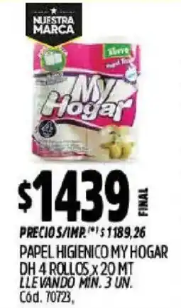 Supermercados Yaguar My hogar papel higienico dh 4 rollos x20 mt oferta