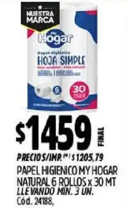 Supermercados Yaguar My hogar papel higienico natural 6 rollos x 30mt oferta