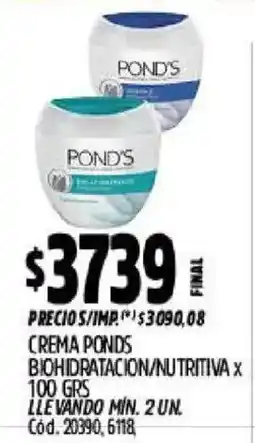 Supermercados Yaguar Ponds crema biohidratacion/nutritiva oferta