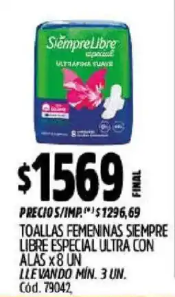 Supermercados Yaguar Siempre libre toallas femeninas especial ultra con alas oferta