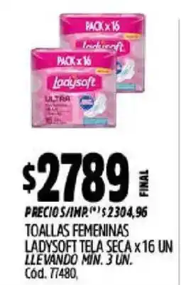 Supermercados Yaguar Ladysoft toallas femeninas oferta