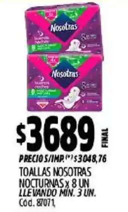 Supermercados Yaguar Nosotras toallas nocturnas oferta