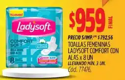 Supermercados Yaguar Ladysoft toallas femeninas comfort con alas oferta