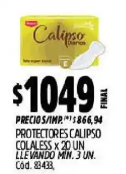 Supermercados Yaguar Calipso protectores colalss x 20un oferta