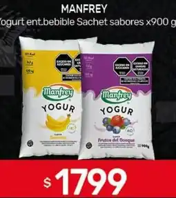 Nini Mayorista Manfrey yogur ent.bebible saches sabores oferta