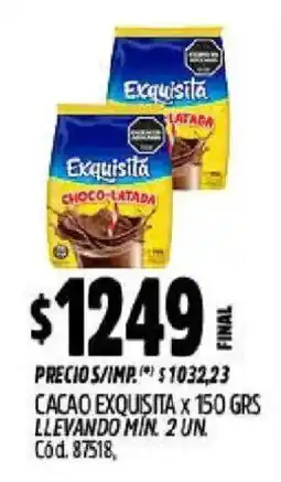 Supermercados Yaguar Exquisita cacao choco-latada oferta