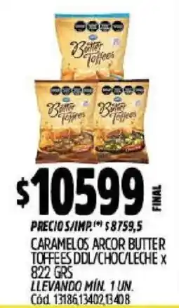 Supermercados Yaguar Arcor caramelos butter toffees ddl/choc/leche oferta