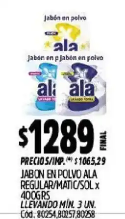 Supermercados Yaguar Ala jabón en polvo regular/matic/sol oferta