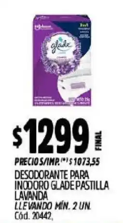 Supermercados Yaguar Glade desodorante para inodoro pastilla lavanda oferta
