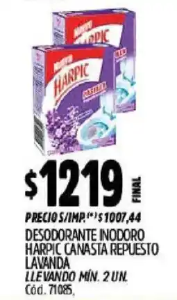 Supermercados Yaguar Harpic desodorante inodoro canasta repuesto lavanda oferta