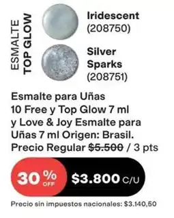 Avon Silver - esmalte para uñas 10 free y top glow 7 ml oferta