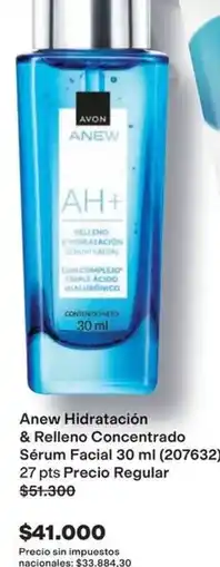 Avon Avon - anew hidratación & relleno concentrado sérum facial 30 ml (207632) oferta