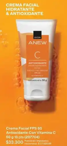 Avon Anew - crema facial fps 60 antioxidante con vitamina c 50 g (207704) oferta