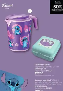 Avon Disney - sandwichera stitch / jarra con tapa stitch oferta