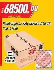 Supermercados Comodin Paty - hamburguesa clasica x 60 un cod. 49430 oferta