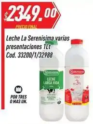 Supermercados Comodin Mas - leche la serenisima varias presentaciones 1lt cod. 33200/1/32988 oferta