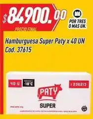Supermercados Comodin Paty - hamburguesa super x 40 un cod. 37615 oferta