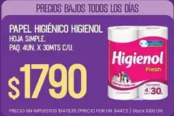 Supermercados Vea Higienol - papel higiénico oferta