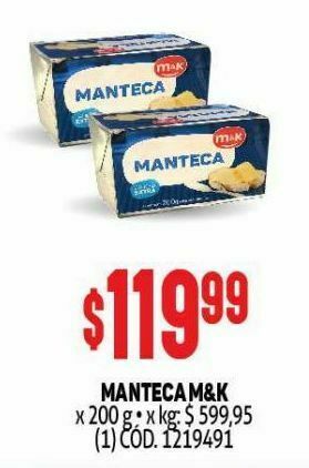 Makro Manteca m&k 200g oferta