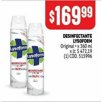Makro Desinfectante lysoform 360ml oferta