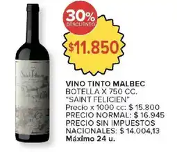 Carrefour Market Saint Felicien vino tinto malbec oferta
