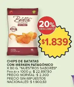 Carrefour Market Batatitas chips de batatas con merken patagónico oferta