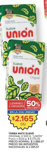Carrefour Market Unión yerba mate suave original oferta