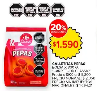 Carrefour classic galletitas dulces pepas