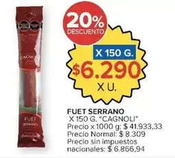 Carrefour Market Cagnoli fuet serrano oferta