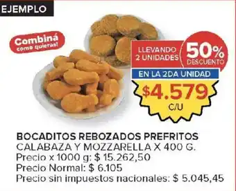 Bocaditos rebozados prefritos calabaza y mozzarella