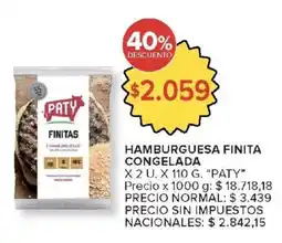 Carrefour Market Paty hamburguesa finita congelada oferta