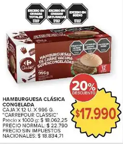Carrefour Market Carrefour classic hamburguesa clásica congelada oferta