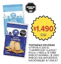 Carrefour Market Carrefour classic tostadas gruesas oferta