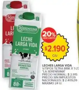Carrefour Market La serenísima - leches larga vida v/tipos tetra brick oferta
