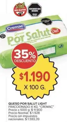 Carrefour Market Cremac - queso por salut light fraccionado oferta