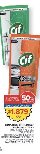Carrefour Market Cif - limpiador antigrasa/ baño multiuso doy pack oferta