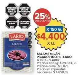 Carrefour Market Lario - salame mil picado fino feteado oferta