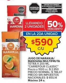 Carrefour - jugo de naranja/manzana/multifruta