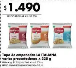 Disco La italiana - tapa de empanadas oferta